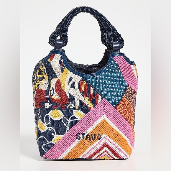 STAUD Handbags - Staud Beaded Cote Bag in Patchwork Foulard NWT